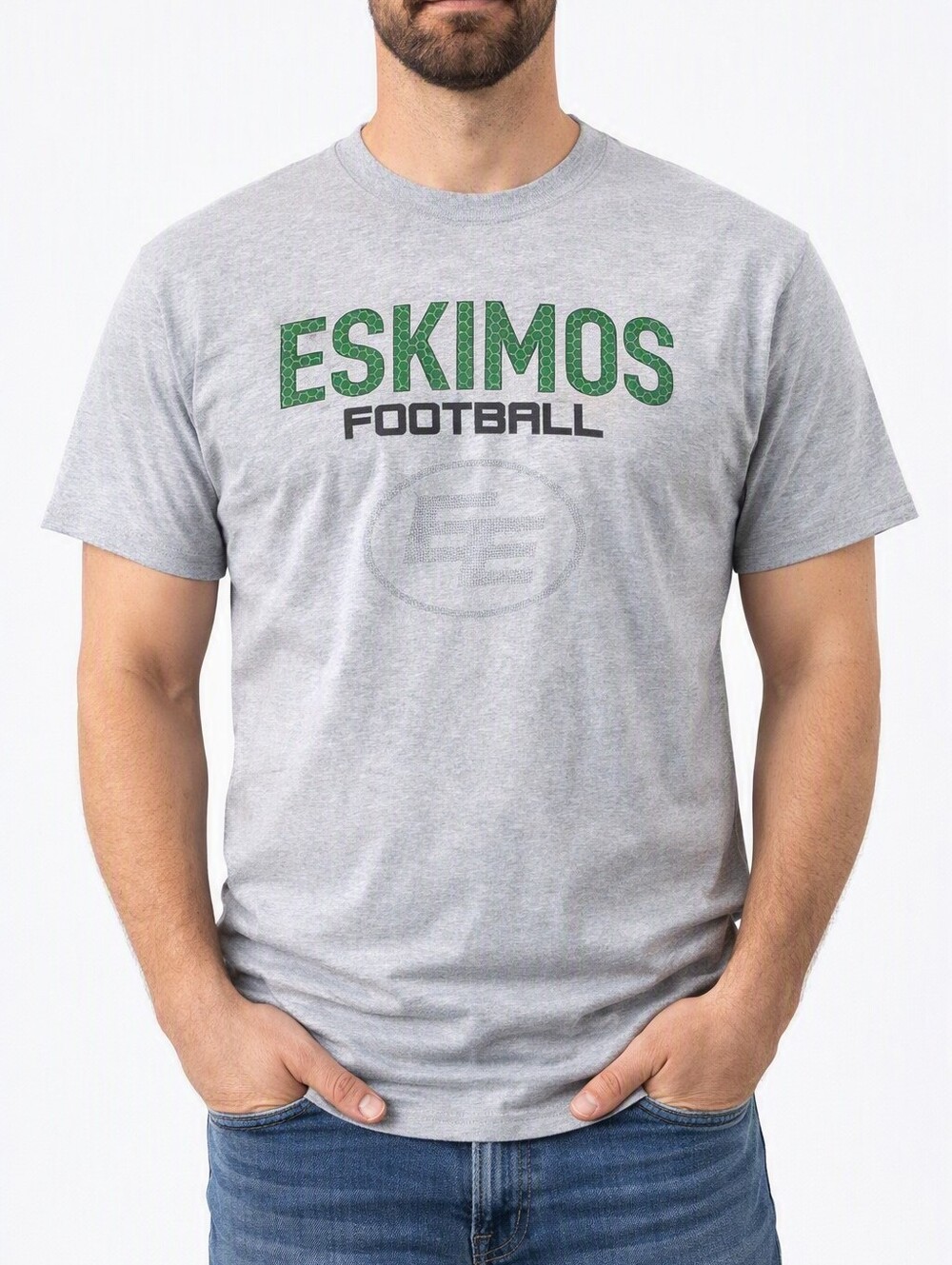 Vintage Edmonton Eskimos Football Tee Large Gray Bulletin CFL Sports Fan Shirt